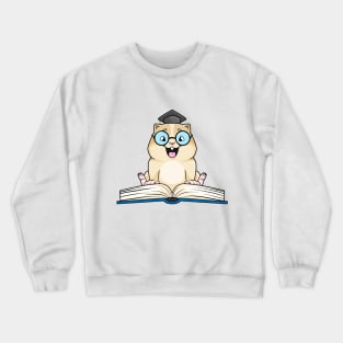 Smarter hamster as a nerd with a book Crewneck Sweatshirt